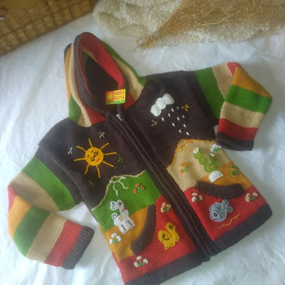 Colorful Knit Children's Hoodie - Picture 1 of 9